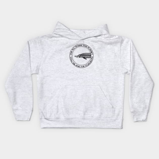 Sturgeon - We All Share This Planet - fish design Kids Hoodie by Green Paladin
